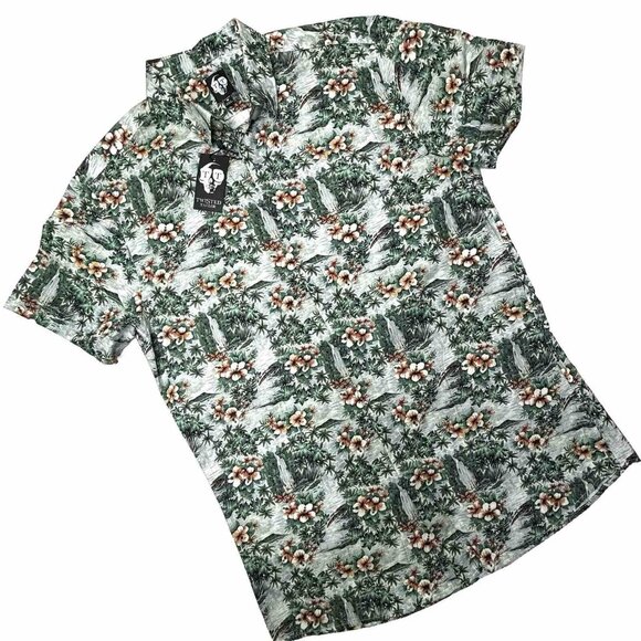 Twisted Tailor Mens Hawaiian Hibiscus All Over Cotton Button Up Shirt Medium NWT - Picture 1 of 10